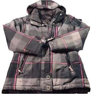 ZeroXposur Boarding Black Gray Pink Jacket Womens M Fleece Lined Hood Ski Snow